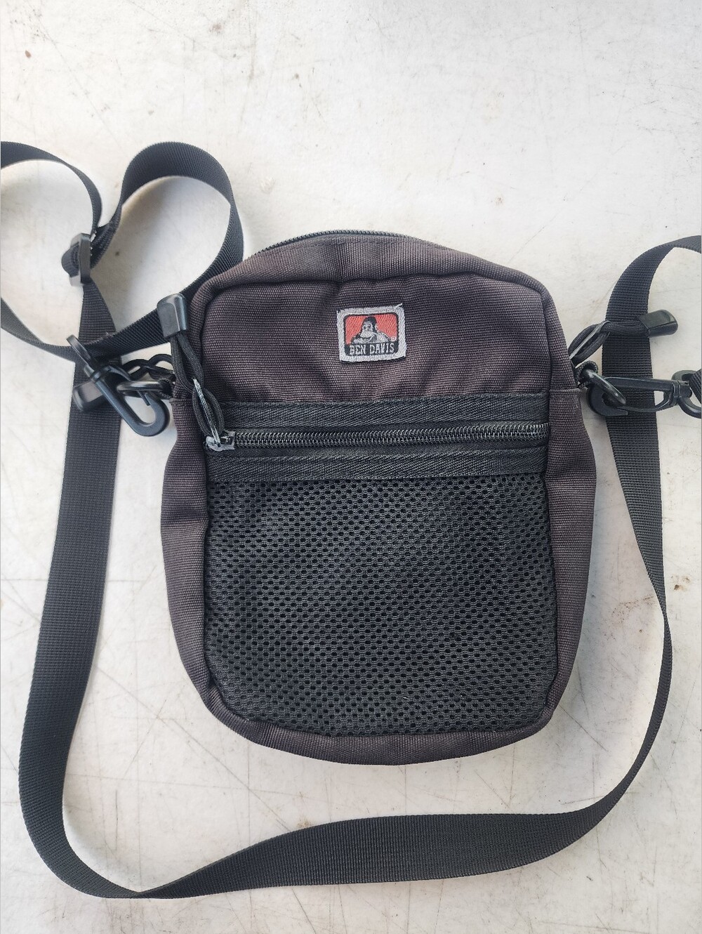Ben Davis Black Compact Crossbody Bag with Mesh Pocket